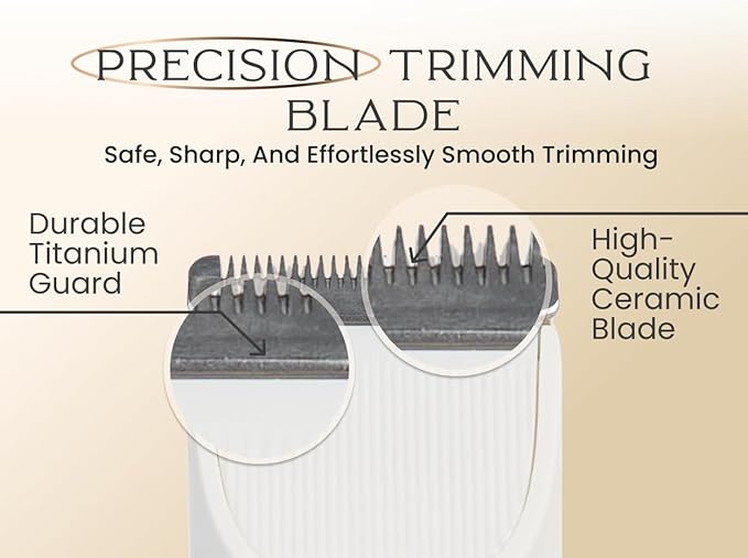 Bella Ciao 10-Piece Body-Hair and Bikini Trimmer Set for Women Electric Razor with Ear- and Nose-Hair Trimmer Detail Trimmer Heads Ceramic Blade Includes Comb Guides Charging Dock and USB Cable