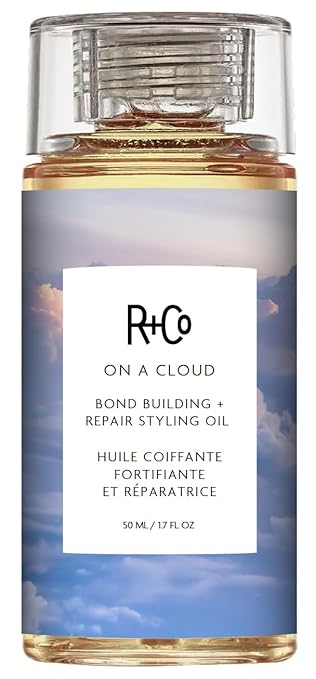 R+Co On a Cloud Bond Building Repair + Styling Oil - Lightweight Silicone-Free Hair Oil for Frizz Control Shine Heat &amp UV Protection - Strengthens &amp Repairs All Hair Types - 1.4 Fl Oz / 41 m