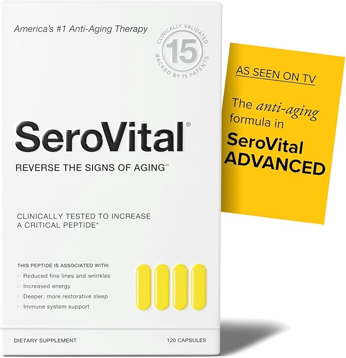 Serovital Renewal Complex - Anti Aging Supplements - Amino Acids - Peptides - Improved Energy and Immunity Better Deeper Sleep 30-Day Supply
