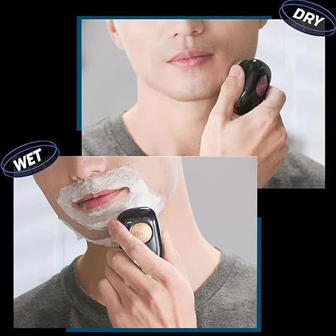 Electric Razor for Men Mini-Shave Portable Electric Shaver Pocket Size Portable Shaver Wet and Dry Razor USB Rechargeable Shaver Charging Easy One-Button Use Suitable for Home Car Travel (Silver)