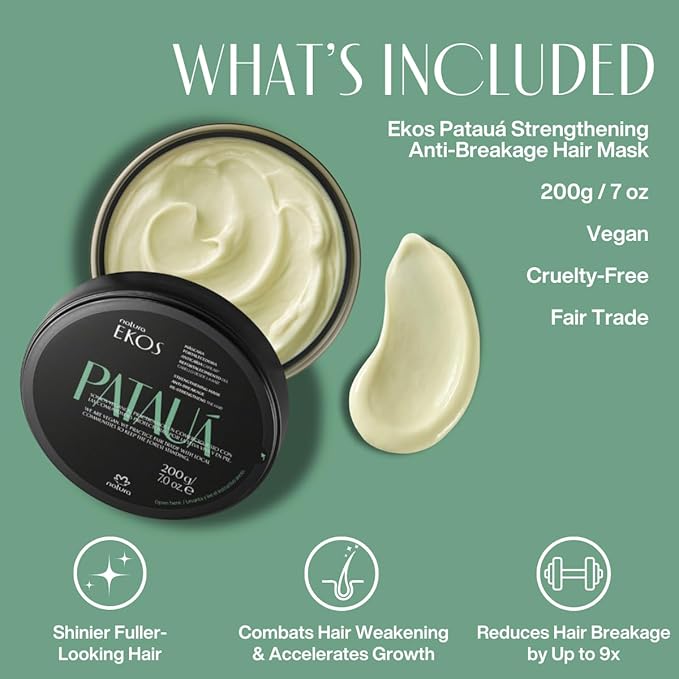 Natura Ekos Patau? Strengthening Anti-Breakage Hair Mask - For Weakened Brittle Damaged and Dry Hair - Vegan Not Tested On Animals