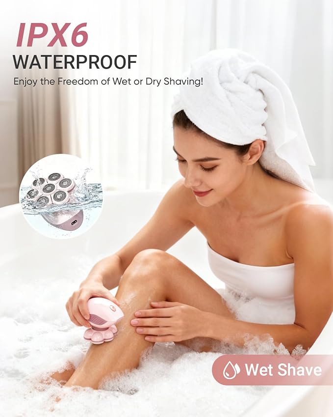 Electric Razors for Women: 2-in-1 Electric Shaver Trimmer for Ladies Flawless Legs &amp Full Body &amp Bikini - Waterproof Wet Dry Shaver w/LED Light &amp Travel Cap - Birthday Gifts for Wife Her