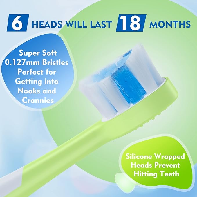Kids Electric Toothbrushes Sonic Rechargeable Tooth Brush Gifts for Boys and Girls Smart Timer Power Toothbrush - 3 4 5 6 7 8 9 10 11 12 (Green)