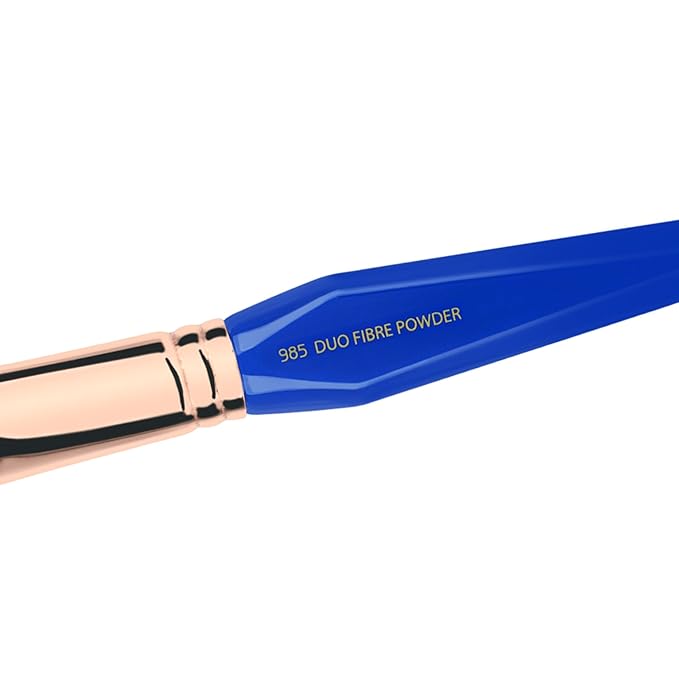 Bdellium Tools Professional Makeup Brush - Golden Triangle 985 Duo Fibre Powder - With All Vegan and Soft Synthetic Fibers For Lightweight Powder Application (Blue 1pc)