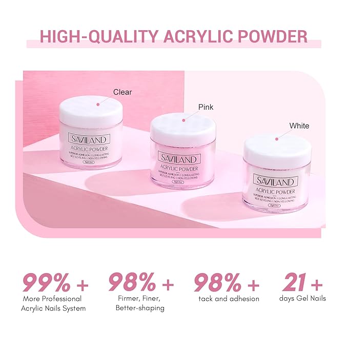 SAVILAND Acrylic Nail Kit ? Nails Kit Acrylic Set with Nail Drill Brushes Gel Polish Clear Nails Tips Nail Art Tools Nail Stuff for Starters DIY Christmas Gift