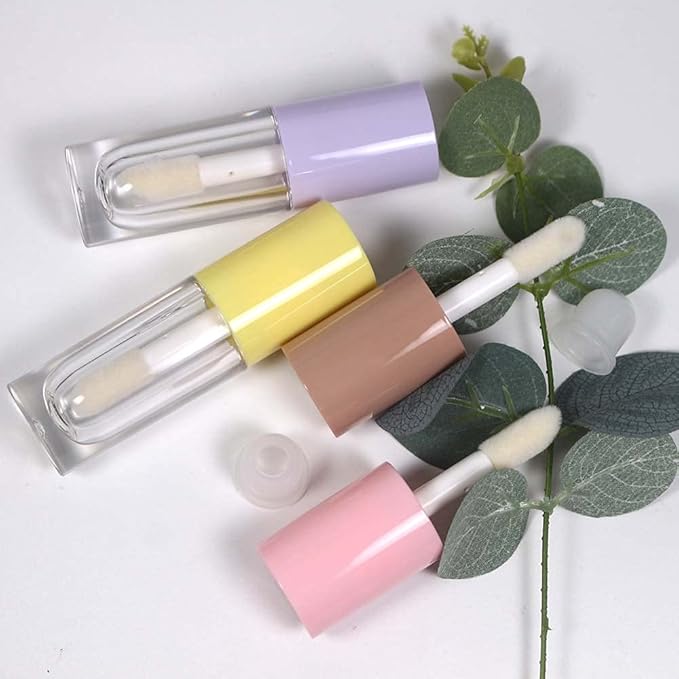 COSIDEA 30pcs Pruple Empty 6ml 0.2oz Lip Gloss Tubes with Big Doe Foot WandRound Lipgloss ContainersConcealer Tube Cosmetic Packing Container Bulk Wholesale