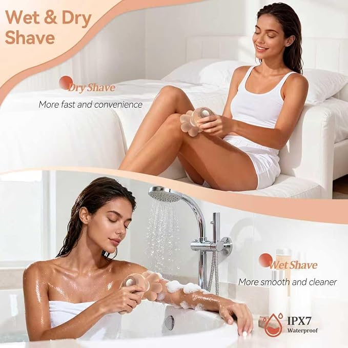 3-in-1 Electric Razor for Women?™s Legs &amp Bald Head IPX7 Waterproof Wet/Dry Grooming Kit with 7D Magnetic Blade 120-Min Type-C Rechargeable Razor Ideal Holiday Gift Mocha