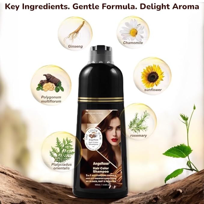Hair Dye Shampoo 3 in 1 Instant Herb Ingrident Hair Dye to Cover Gray Hair Long-lasting &amp Natual Wine Red 400 ML