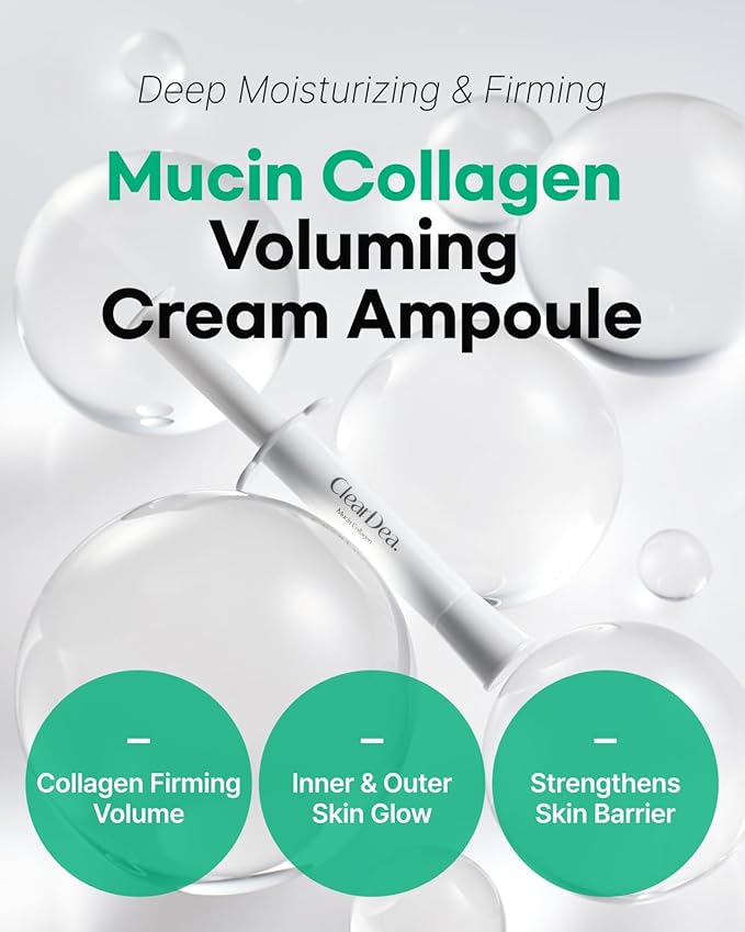 Mucin Collagen Voluming Ampoule Moisturizer Face Cream (Dual Collagen + Mucin Care) ? Deep Hydrating Facial Skin Care for Women 4ml x 5