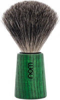 NOM Theo Shaving Brush | Pure Badger Shave Brush for Shaving soaps and creams | Exfoliating Shaving Brush| Green Ash handle