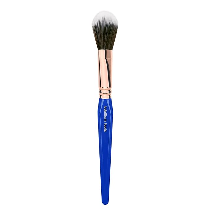 Bdellium Tools Professional Makeup Brush - Golden Triangle 965 Duo Fibre Blusher - With All Vegan and Soft Synthetic Fibers For Applying Pop of Color (Blue 1pc)