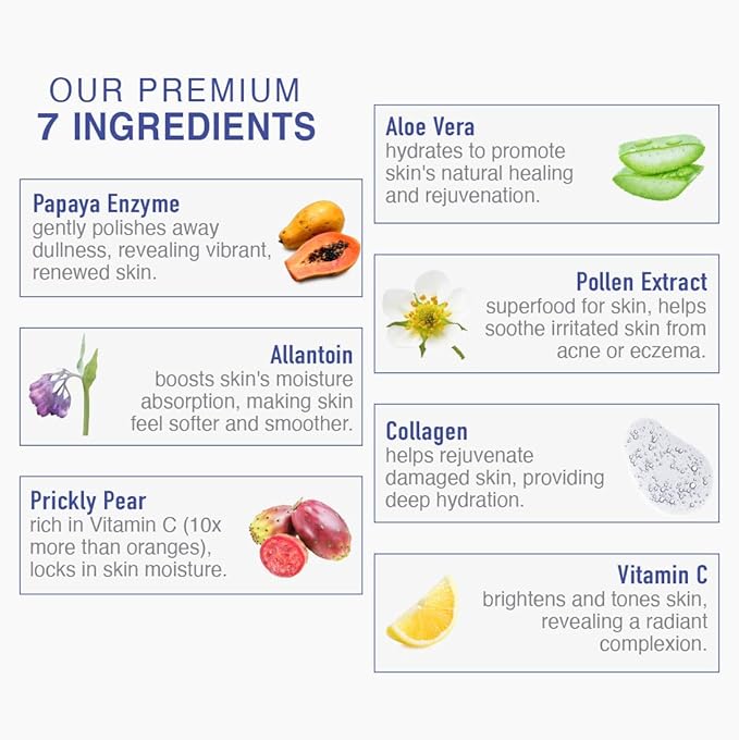 La clear Pure Mild Enzyme Powder Cleanser - Daily Exfoliating Facial Wash for Sensitive/Acne/All Skin Types. Natural Ingredients pH5.8 Phthalate/Fragrance-Free 2.5oz