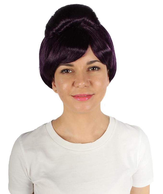 Women's Premium Bun Wig - Adjustable Capless Hair extensions with Realistic Synthetic Fibers - Multi-Color Elegant Bun Hairpiece for Halloween Cosplay and Everyday Wear Dark Purple