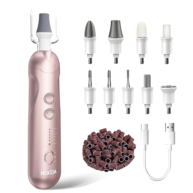 Cordless Electric Nail File Set Rechargeable Pedicure Tools for feet Professional Manicure Pedicure Kit 5 Speeds Hand Foot Care Nail Drill for Thick Nail Toenail Cuticle Women Men Pets