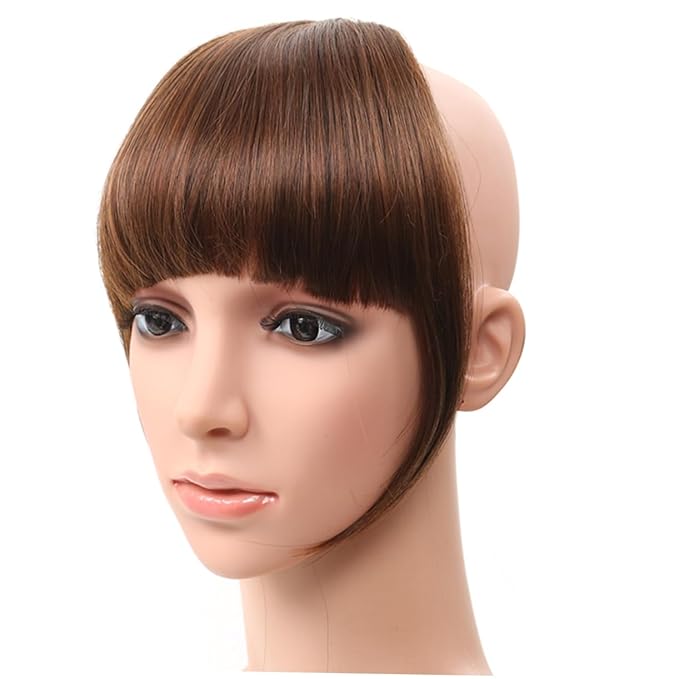 NOLITOY 9pcs Fashionable Women Hair Accessories Black Head Hair Wig Replacement Bangs Straight Extensions Flat for Heart Long Face Shapes