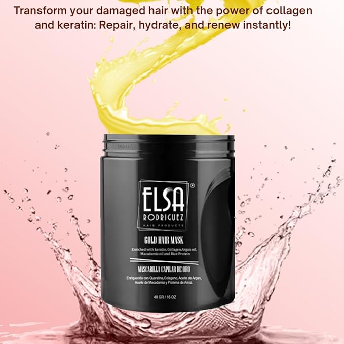 Gold hair mask treatment deep conditioner for dry damaged hair enriched with products natural keratincollagenargan oil macadamia &amp rice protein repairing hair mask of 16Oz.
