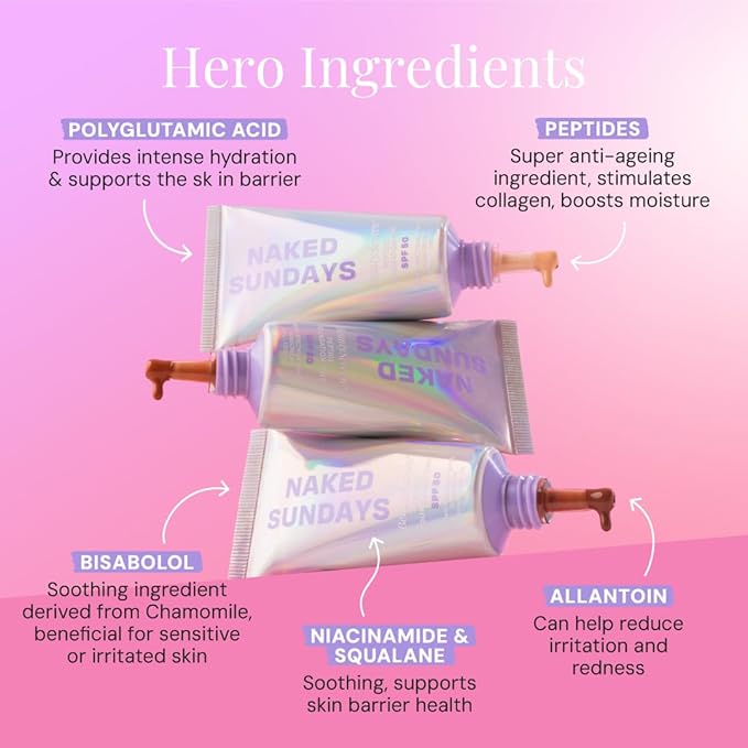 Naked Sundays BeautyScreen??SPF 50 Mineral Peptide Foundation Tint ? 2-in-1 Skin Tint &amp Mineral Sunscreen | Radiant Buildable Coverage Acne-Safe Infused with Peptides (10 Deep Neutral 1.01 oz)