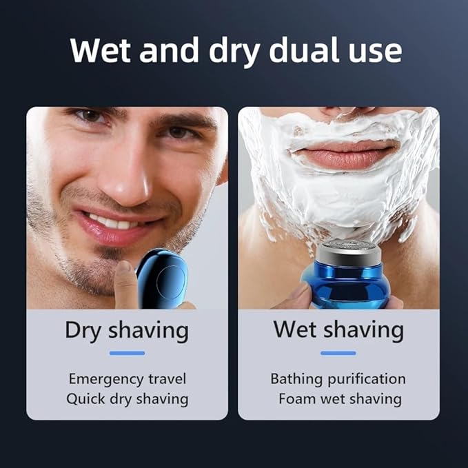 Head Shavers for Bald Men Mini Electric Razor Wet and Dry Washable Razor USB Charging Digital Display Portable Electric Shaver (Color : Gradient Blue)
