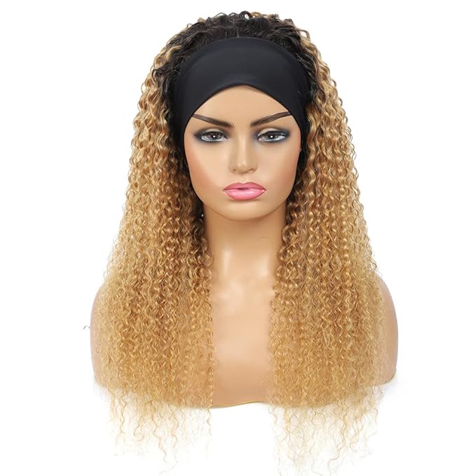 32 Inch 1B27 Ombre Headband Wig Human Hair 150% Density Grade 8A Unprocessed Brazilian Virgin Hairs Machine Made Honey Blonde Water Wave Headband Wig Human Hair For Woman