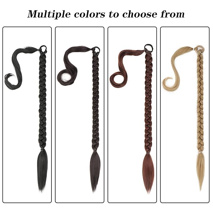 EARSHOT Hair Buns Hair Piece 80cm Synthetic Wraparound Long Braided Ponytail Hair Extension Headband Synthetic Wig Piece Bun for Women's Daily Use Hair Accessories For Girls (Color : F)