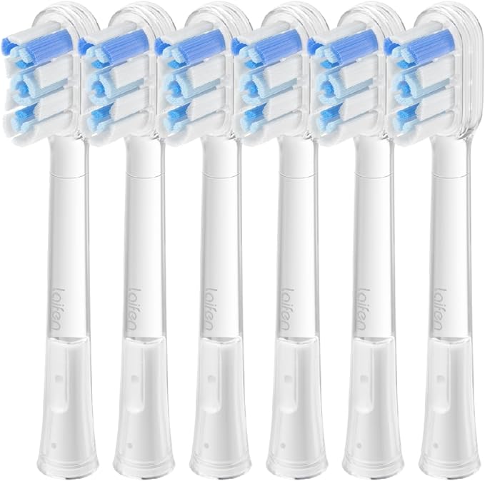 Laifen Cushioned Toothbrush Heads 6 Pack New 2025 Version Replacement Heads Compatible with Wave/Wave Special Electric Toothbrush (Super-Clean)