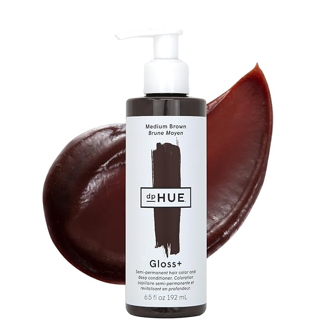 dpHUE Gloss+ Medium Brown - 6.5 oz (8-12 Applications) - Semi-Permanent Hair Color &amp Conditioner - Lasts Up to Eight Washes - Paraben SLS &amp SLES Sulfate Free - Vegan Leaping Bunny Certified