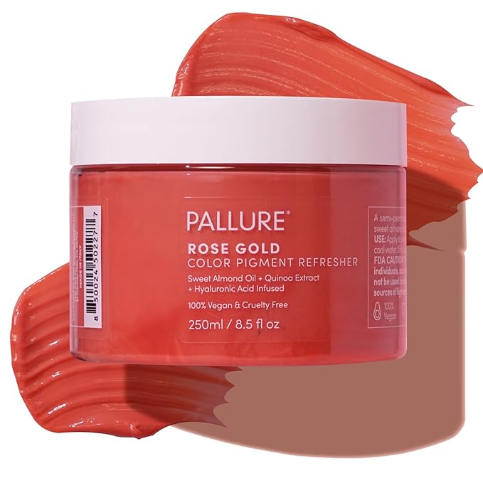 Pallure Color Pigment Refresher Mask Semi Permanent Hair Color Depositing Conditioner 8.5 Oz Rose Gold