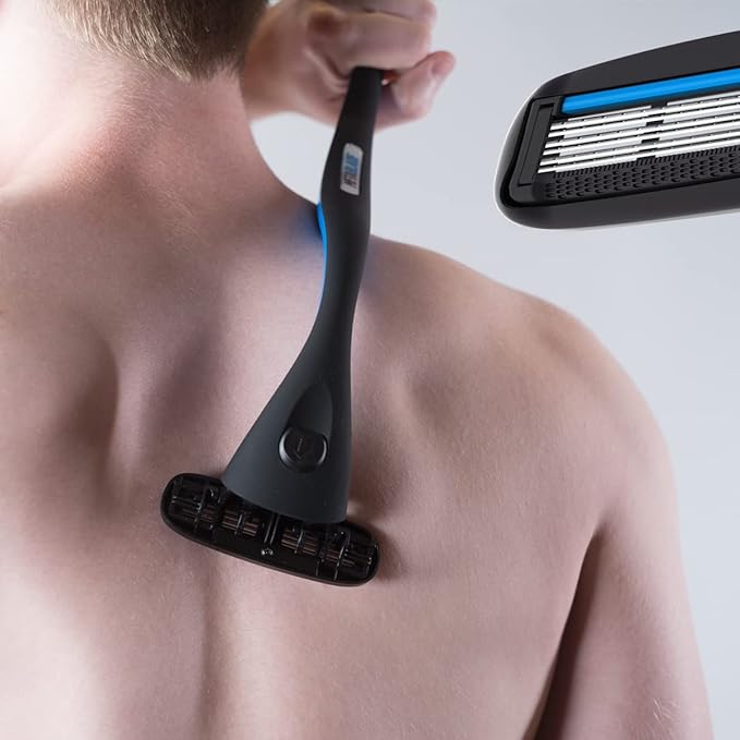 Metablade Back Shaver for Men - Long Handle Back Hair and Body Shavers - Replaceable Ultra Wide Blades DIY Shave Wet or Dry