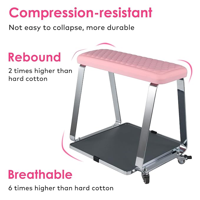Pedicure Foot Rest for Nail Tech Nail Salon BORNBYME Update PU Leather Foot Nail Stand Rest for Pedicure Pink