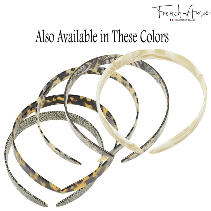 French Amie Wide 1/2 Celluloid Handmade French Hair Head bands Fashion Headbands for Women Very Flexible Strong Hold Grip Headbands Non Slip Durable Styling Girls Paris Women's Hair Accessories Made
