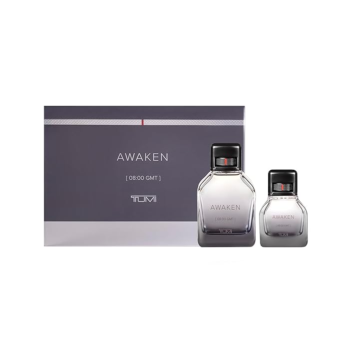 TUMI AWAKEN 08:00 GMT Gift Set - Refreshing Cologne for Men with Woody Fragrance Notes - 6.7 oz &amp 1.0 oz Eau de Parfum