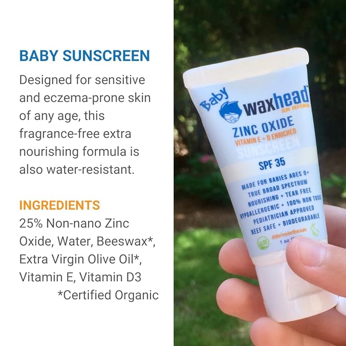 Waxhead Travel Size Sunscreen Sampler Box - Non-Nano Zinc Oxide Coral Reef Safe Biodegradable Sunblock SPF 30. Zinc Lip Balm Solid Mini Paste Tins (.5oz) Tinted Baby + Everyday (1oz) in Canvas Bag