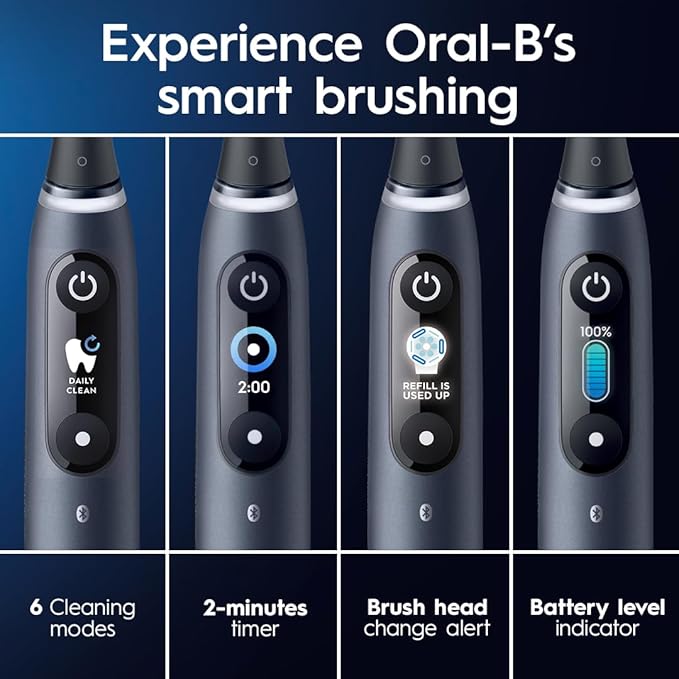 Oral-B iO Series 8 Electric Toothbrush with 2 Replacement Brush Heads and Travel Case Rechargeable Toothbrush Black Onyx