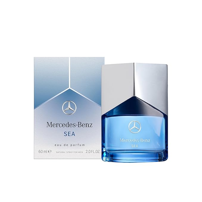 Mercedes Benz Sea Eau de Parfum - Long Lasting Cologne for Men - Violet Leaf Tangerine Patchouli Cologne - Travel Size Perfume for Men - 2 oz EDP