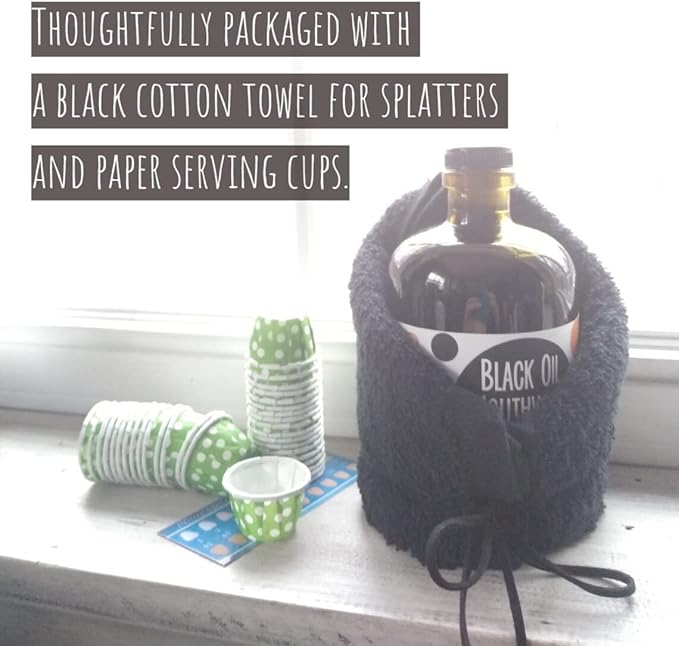 Coconut/Avocado/Sesame Black Oil Mouthwash Sweet &amp Delicious with Charcoal &amp Xylitol for Oil Pulling 15 oz Black Oil Mouthwash Glass Bottle (Tea Tree - Spearmint)