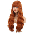 BERON Ginger Wigs Curly Wavy Women Wigs with Bangs Dark Orange Color Heat Resistant Synthetic Wig for Costume Cosplay or Daily Wigs Wig Cap Included