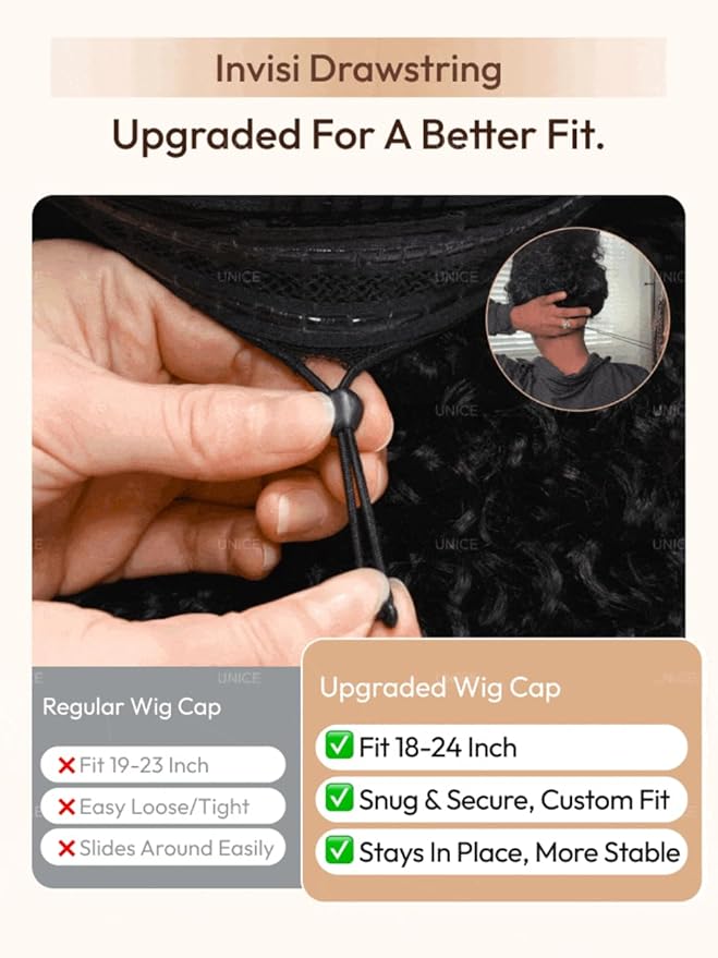 UNICE Pre Everything Glueless Drawstring Wig Body Wave 13X4 HD Pre Cut Lace Front Wigs Human Hair Pre Bleached Invisible Bye Bye Knots Wig Pre Plucked 150% Density 26inch