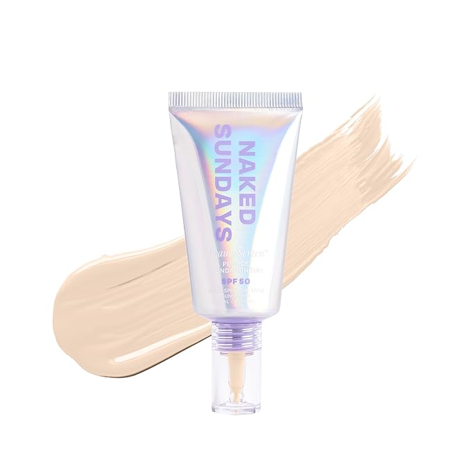 Naked Sundays BeautyScreen??SPF 50 Mineral Peptide Foundation Tint ? Skin Tint &amp Mineral Sunscreen | Radiant Buildable Coverage Acne-Safe Infused with Peptides (1 Fair Neutral 1.01 oz)
