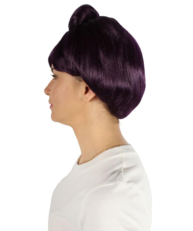 Women's Premium Bun Wig - Adjustable Capless Hair extensions with Realistic Synthetic Fibers - Multi-Color Elegant Bun Hairpiece for Halloween Cosplay and Everyday Wear Dark Purple