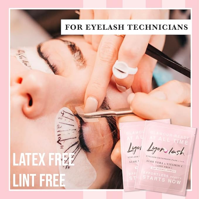 100 Pairs Eyelash Extension Under Eye Gel Pads by Lyon Lash - Lint Free with Aloe Vera Hydrogel Eye Patches Premium Eyelash Extension Supplies &amp Beauty Tools Fit Most Eye Shape Stick Well
