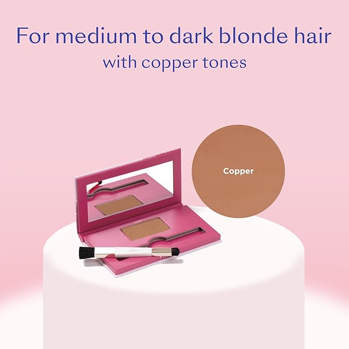 eSalon Root Touch Up + Brow Powder Conceal &amp Cover (Copper) - Hairline Powder for Women - Scalp Concealer &amp Filler for Thinning &amp Gray Hair Coverage - Creates Thicker &amp Fuller-Looking