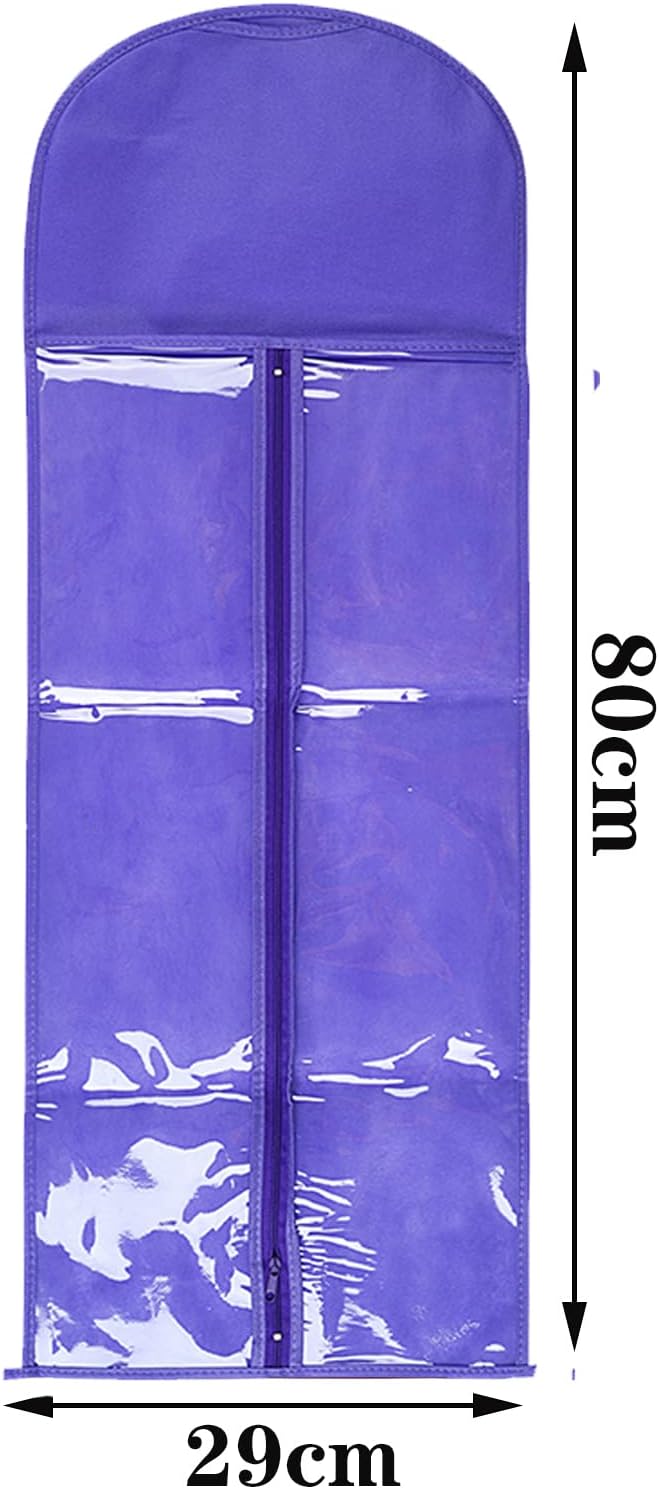 10 Packs 31.5in Extra Long Hair Extensions Storage Bag Folding Wig Bags Dust Proof Wigs Carrier Bags with Strong Zipper for Home Salon Organizer (Light Purple)