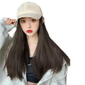 Women Baseball Cap Wig with Straight Hair high Ponytail Baseball Cap Wig Sun Hat with Hair Wig