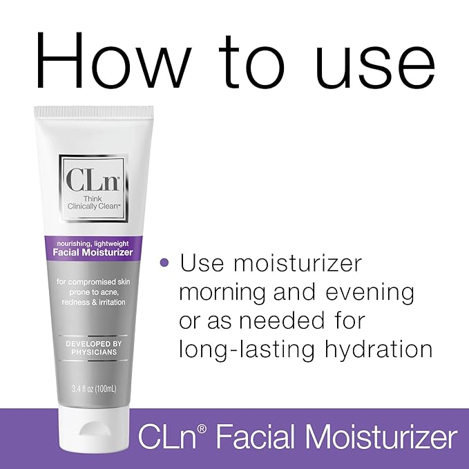 CLn® Facial Moisturizer - Soothes &amp Calms Skin Helps Reduce Appearance of Redness Locks in Moisture without Clogging Pores Dermatologist &amp Clinically Tested 3.4 oz.