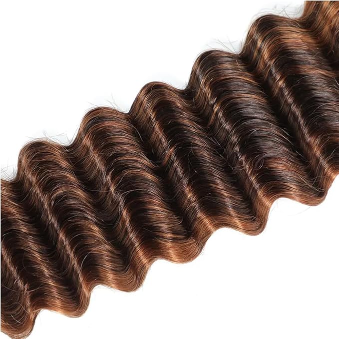 P430 Highlight Brown Bundles Human Hair Dark Brown Deep Wave 3 Bundles 26 26 26 Inch Unprocessed Brazilian Virgin Remy Hair Chocolate Brown Human Hair Extensions