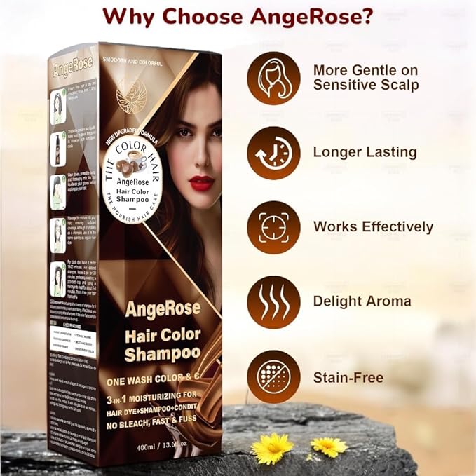 Hair Dye Shampoo 3 in 1 Instant Herb Ingrident Hair Dye to Cover Gray Hair Long-lasting &amp Natual Natural Black 400 ML