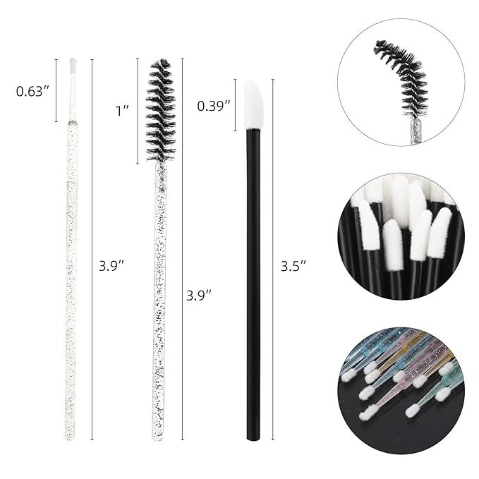 1500 PCS Disposable Mascara Applicators And Lip Applicators And Micro Cotton Swabs 500 Spoolies Mascara Wands 500 Lip Brushes 500 Micro Swabs Colorful Disposable Brushes Makeup Applicator Tool
