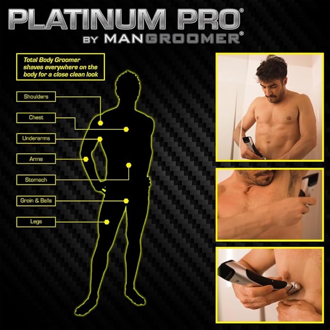 MANGROOMER - PLATINUM PRO New Body Groomer Ball Groomer and Body Trimmer with Lithium Max Battery Bonus Extra Foil and Storage Case!
