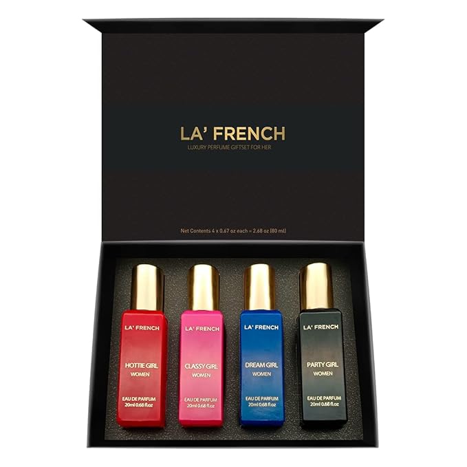 La Frenche Luxury Perfume Gift Set For Her Perfume for Women - Perfumes Gift Hamper for Girls Long-Lasting and Luxurious - Best Long-Lasting Set of 4 (20g Each)