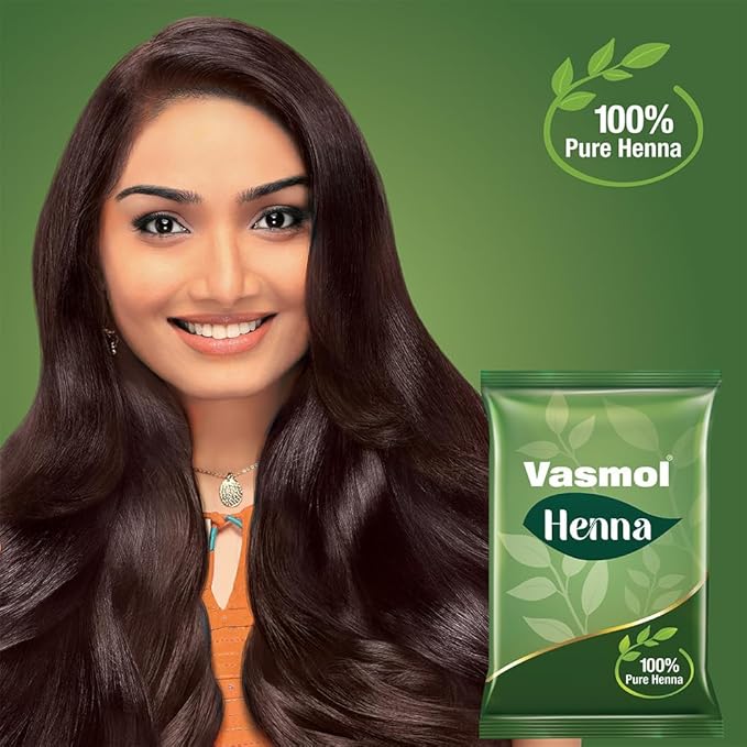 Vasmol Henna 100% Pure Henna Powder (Mehendi) 500gms I For Grey Hair Coverage Hair Conditioning &amp Nourishment I For Mehndi designs on Hands and Feet I For Hair Colour I Suitable for Men and Wome